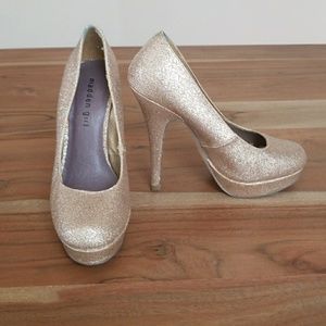 Gold glitter heels